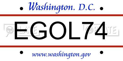 EGOL74 District Of Columbia License Plate