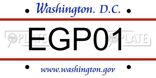 EGP01 District Of Columbia License Plate
