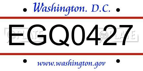 EGQ0427 District Of Columbia License Plate