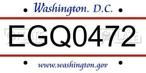 EGQ0472 District Of Columbia License Plate