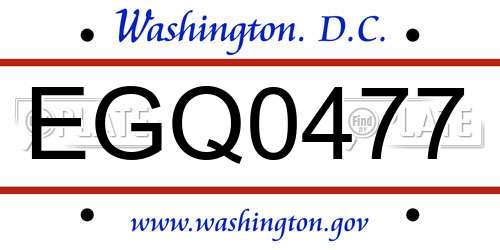 EGQ0477 District Of Columbia License Plate