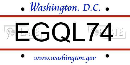 EGQL74 District Of Columbia License Plate