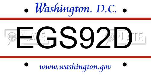 EGS92D District Of Columbia License Plate