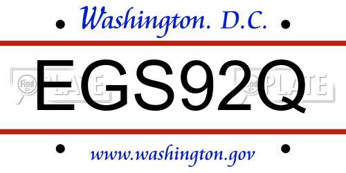 EGS92Q District Of Columbia License Plate