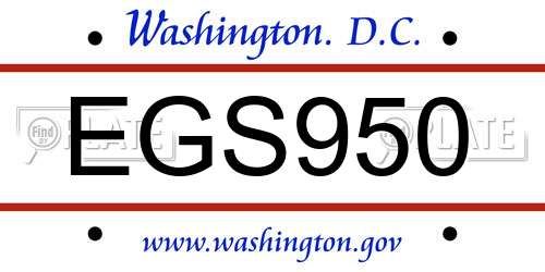 EGS950 District Of Columbia License Plate