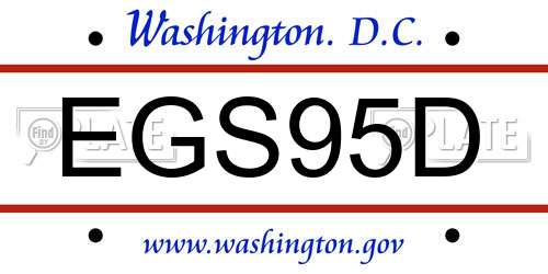 EGS95D District Of Columbia License Plate
