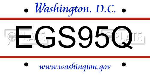 EGS95Q District Of Columbia License Plate