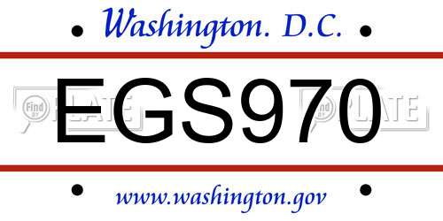 EGS970 District Of Columbia License Plate