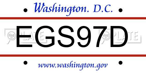EGS97D District Of Columbia License Plate