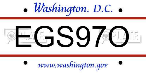 EGS97O District Of Columbia License Plate