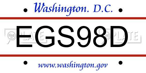 EGS98D District Of Columbia License Plate
