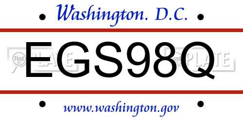 EGS98Q District Of Columbia License Plate