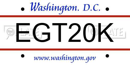 EGT20K District Of Columbia License Plate