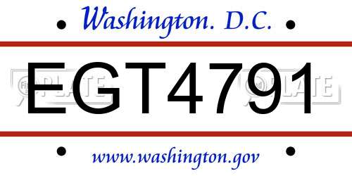 EGT4791 District Of Columbia License Plate