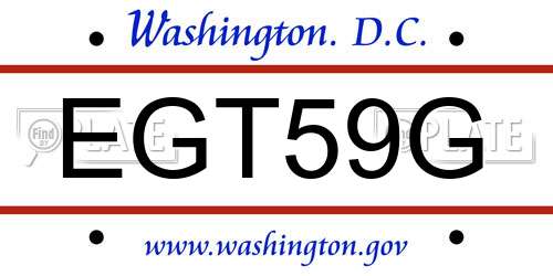EGT59G District Of Columbia License Plate