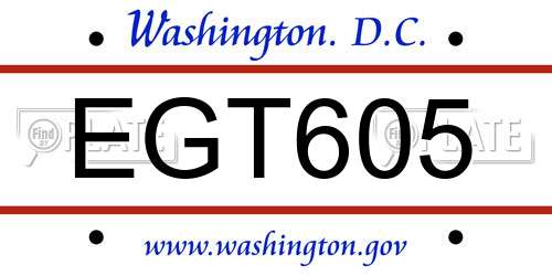 EGT605 District Of Columbia License Plate
