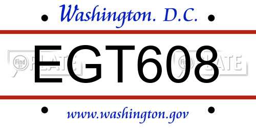 EGT608 District Of Columbia License Plate