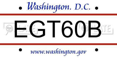 EGT60B District Of Columbia License Plate