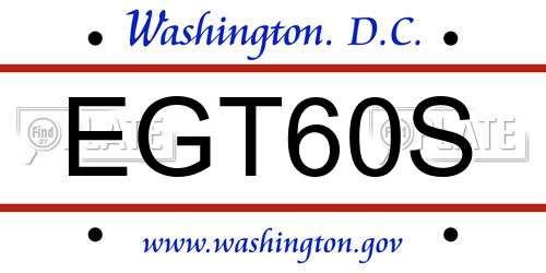 EGT60S District Of Columbia License Plate