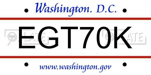 EGT70K District Of Columbia License Plate