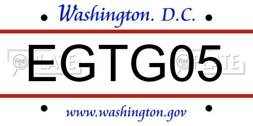 EGTG05 District Of Columbia License Plate