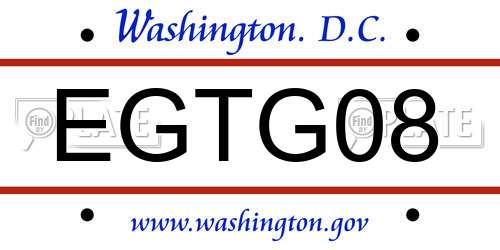 EGTG08 District Of Columbia License Plate