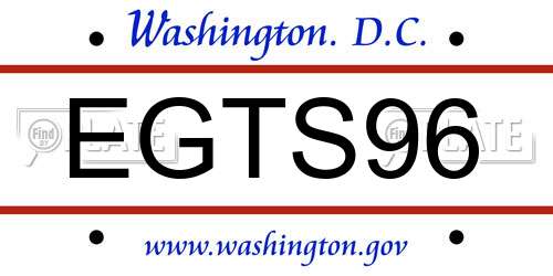EGTS96 District Of Columbia License Plate