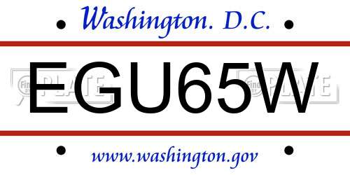 EGU65W District Of Columbia License Plate