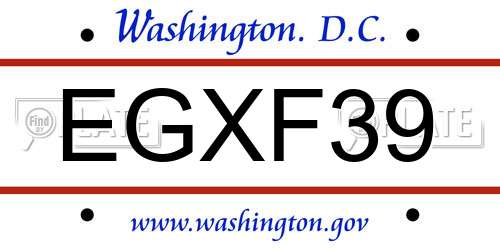 EGXF39 District Of Columbia License Plate