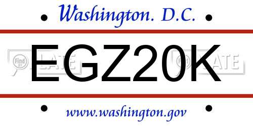 EGZ20K District Of Columbia License Plate
