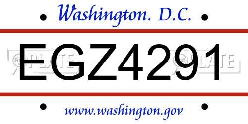 EGZ4291 District Of Columbia License Plate