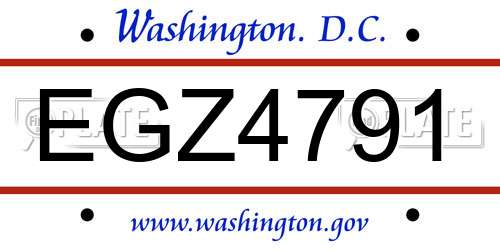 EGZ4791 District Of Columbia License Plate