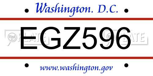 EGZ596 District Of Columbia License Plate