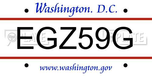 EGZ59G District Of Columbia License Plate