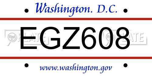 EGZ608 District Of Columbia License Plate