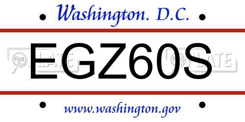 EGZ60S District Of Columbia License Plate