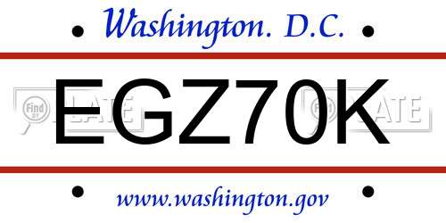 EGZ70K District Of Columbia License Plate