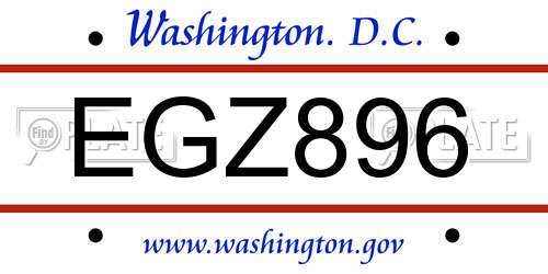 EGZ896 District Of Columbia License Plate