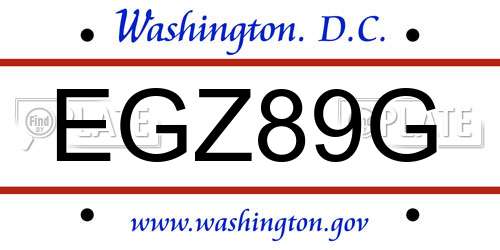 EGZ89G District Of Columbia License Plate