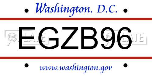 EGZB96 District Of Columbia License Plate