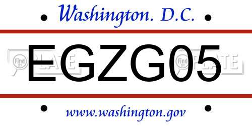 EGZG05 District Of Columbia License Plate