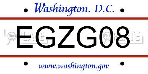EGZG08 District Of Columbia License Plate