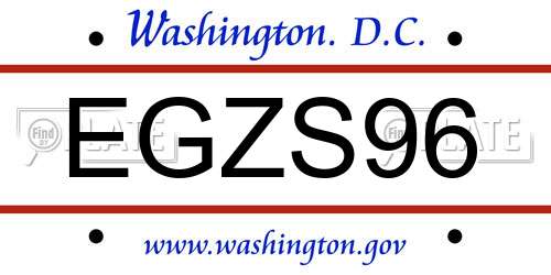 EGZS96 District Of Columbia License Plate
