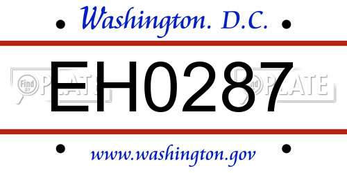 EH0287 District Of Columbia License Plate