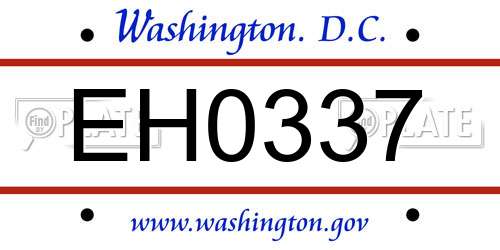 EH0337 District Of Columbia License Plate
