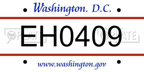EH0409 District Of Columbia License Plate