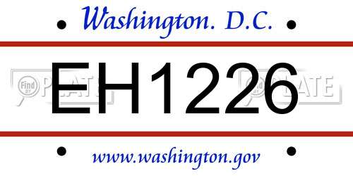 EH1226 District Of Columbia License Plate