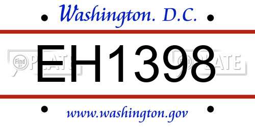 EH1398 District Of Columbia License Plate