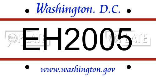 EH2005 District Of Columbia License Plate