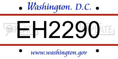 EH2290 District Of Columbia License Plate